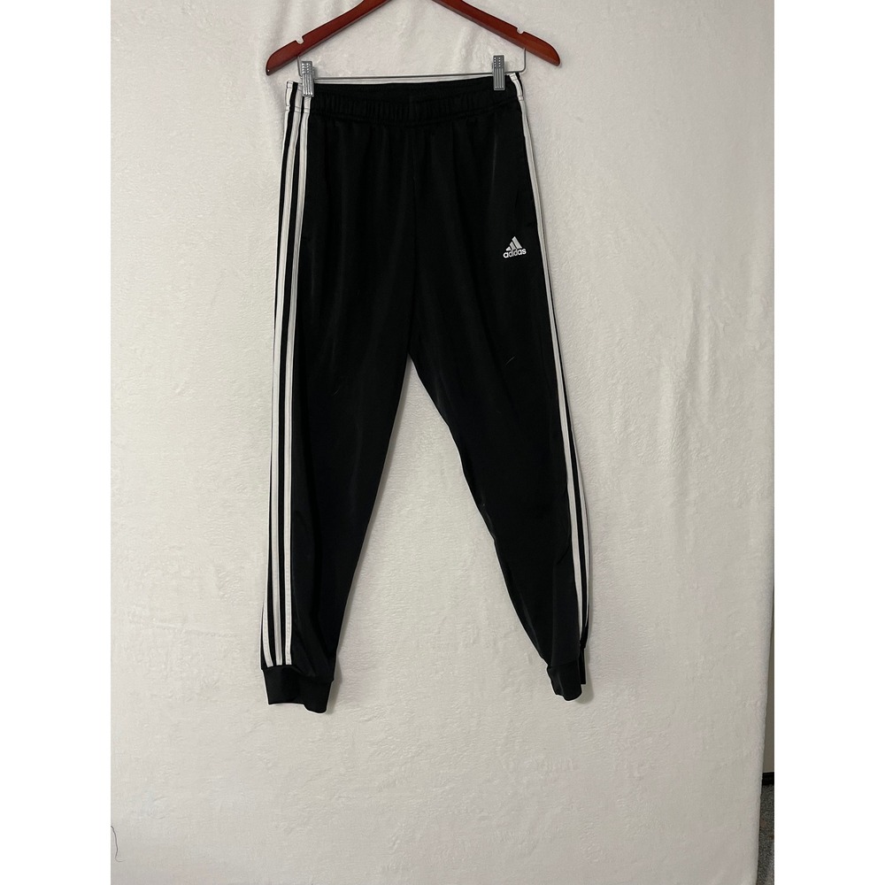 Adidas Mens Primegreen Black White 3 Stripe Tapered Track Pants Joggers Size M